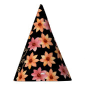 Orange Red Autumn Blumen Black Birthday Partyhütchen (Rechts)