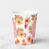 Orange Red Autumn Flora White Birthday Pappbecher (Rechts)