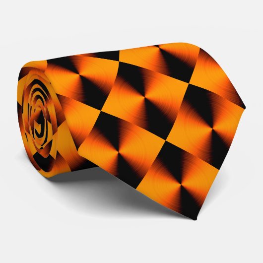 Orange Red Black Diamond Pattern Krawatte (Gerollt)