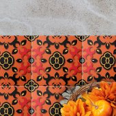 Orange Red Black Ethnic Arabesque Boho Chic Fliese
