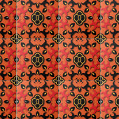 Orange Red Black Ethnic Arabesque Boho Chic Fliese