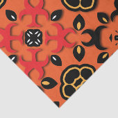 Orange Red Black Ethnic Arabesque Boho Mosaik Seidenpapier (Ausschnitt)