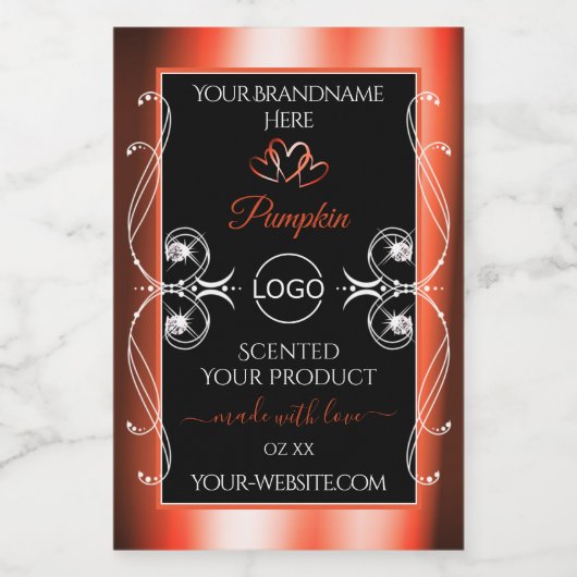 Orange Red Black Product Labels Ornaments Add Logo Lebensmitteletikett (Einzelnes Label)