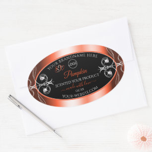 Orange Red Black Product Labels Ornaments Add Logo Ovaler Aufkleber