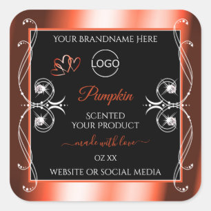 Orange Red Black Product Labels Ornaments Add Logo Quadratischer Aufkleber