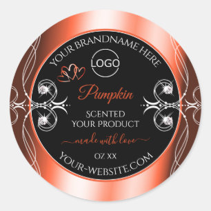 Orange Red Black Product Labels Ornaments Add Logo Runder Aufkleber