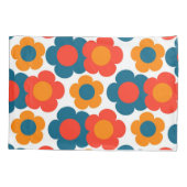 Orange Red Blue Retro Y2K Bold Blossom Floral Kissenbezug (Rückseite)