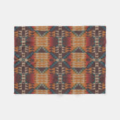 Orange Red Brown Aquamarin Blue Tribal Mosaik Art Fleecedecke (Vorderseite (Horizontal))