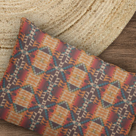 Orange Red Brown Aquamarin Blue Tribal Mosaik Art Kissenbezug