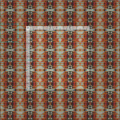 Orange Red Brown Blue Native Tribal Mosaik Muster Stoff (Kachel)