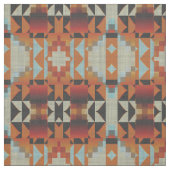 Orange Red Brown Blue Native Tribal Mosaik Muster Stoff (Muster)