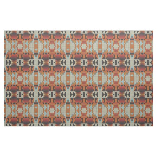 Orange Red Brown Blue Native Tribal Mosaik Muster Stoff (Fat Quarter (45,7 x 55,9 cm))