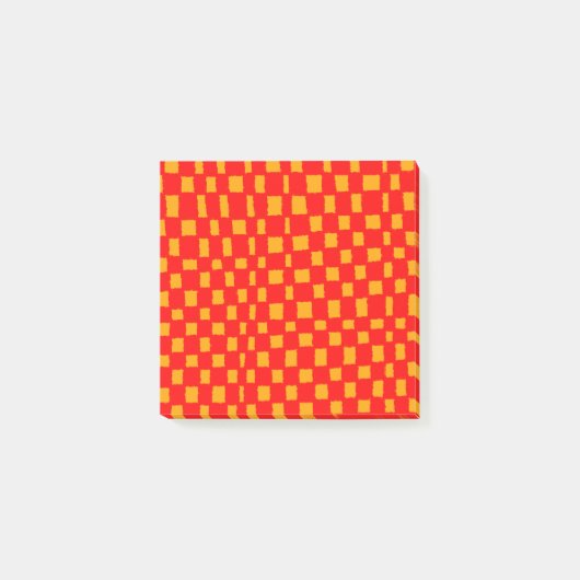 Orange Red Checkerboard Vibraned Checkered Pattern Post-it Klebezettel (Vorderseite)