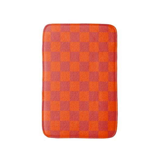 Orange Red Checkered Gingham Pattern Badematte (Vorderseite Vertikal)