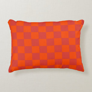 Orange Red Checkered Gingham Pattern Dekokissen