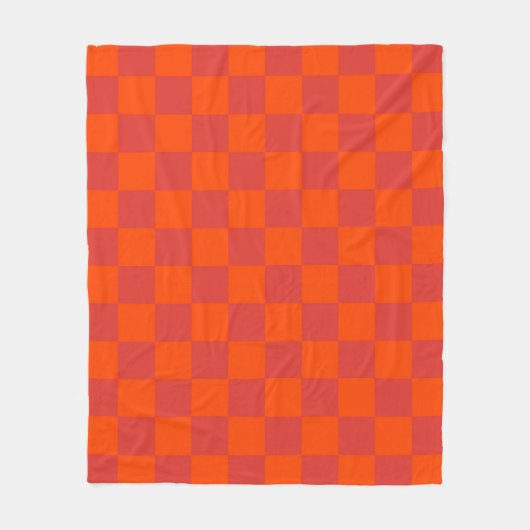 Orange Red Checkered Gingham Pattern Fleecedecke (Vorderseite)