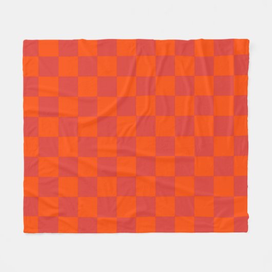 Orange Red Checkered Gingham Pattern Fleecedecke (Vorderseite (Horizontal))