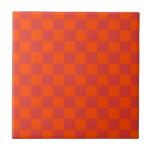 Orange Red Checkered Gingham Pattern Fliese<br><div class="desc">Orange Red Checkered Gingham Pattern</div>