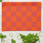 Orange Red Checkered Gingham Pattern Geschirrtuch (Gefaltet)