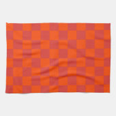 Orange Red Checkered Gingham Pattern Geschirrtuch (Horizontal)