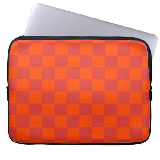 Orange Red Checkered Gingham Pattern Laptopschutzhülle (Vorderseite)