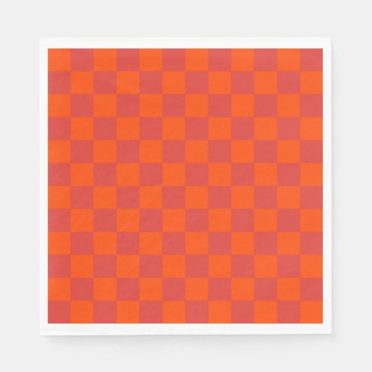 Orange Red Checkered Gingham Pattern Serviette (Vorderseite)