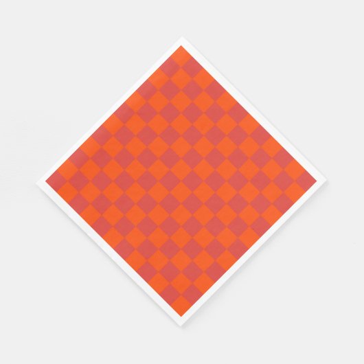 Orange Red Checkered Gingham Pattern Serviette (Ecke)