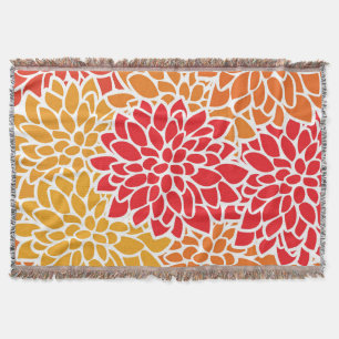 Orange Red Colorful Vintag 60er Blume Decke