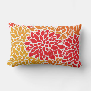 Orange Red Colorful Vintag 60er Blume Lendenkissen