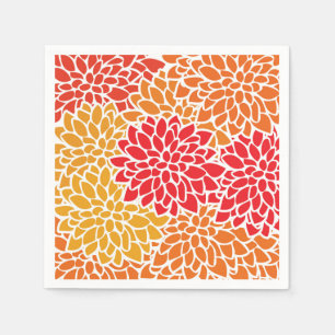 Orange Red Colorful Vintag 60er Blume Serviette
