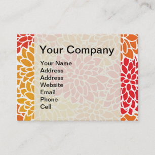 Orange Red Colorful Vintag 60er Blume Visitenkarte