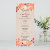 Orange Red & Cream Blume Retro Wedding Programm (Stehend Vorderseite)