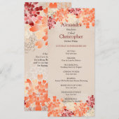 Orange Red & Cream Blume Retro Wedding Programm (Vorne/Hinten)