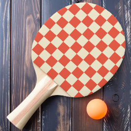 Orange-Red & Cream Checker Tischtennis Schläger