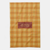 Orange Red Custom Name Hand Towel Autumnal Plaid Geschirrtuch (Vertikal)