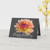 Orange Red Dahlia Blume Grau Hintergrund Geburtsta Karte (Gelbe Blume)