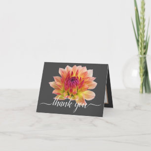 Orange Red Dahlia Blume Grau Hintergrund Vielen Da Karte