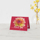 Orange Red Dahlia Blume Red Background Vielen Dank Karte (Gelbe Blume)