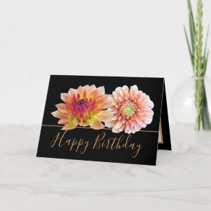 Orange Red Dahlias Hübsch Floral Bouquet Birthday Karte