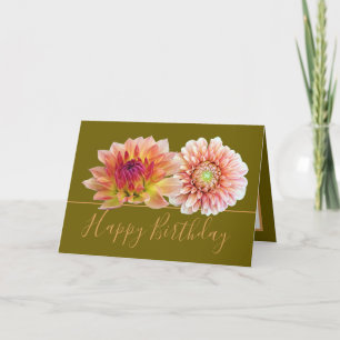 Orange Red Dahlias Hübsch Floral Bouquet Birthday Karte