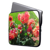 Orange Red Dhalia Blume Laptop Sleeve (Vorderseite Links)