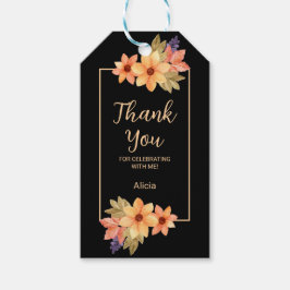 Orange Red Fall Flora Black Geburtstag Vielen Dank Geschenkanhänger