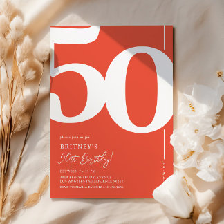 Orange Red Fifty 50. Geburtstagsparty Einladung