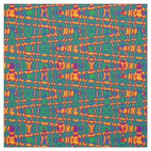 Orange Red Flame Green Blue Zigzag Muster Fabric Stoff