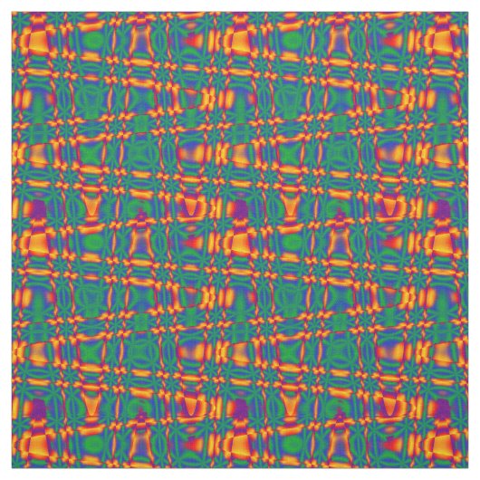 Orange Red Flame Green Blue Zigzag Muster Fabric Stoff (Muster)
