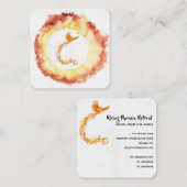 *~* Orange Red Flame Phoenix Feuerring Weiß Quadratische Visitenkarte (Vorne/Hinten)