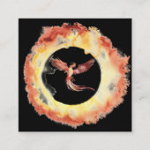 *~* Orange Red Flame Phoenix Ring of Fire Black Quadratische Visitenkarte (Vorderseite)