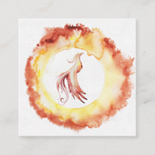 *~* Orange Red Flame Phoenix Rings of Fire White Quadratische Visitenkarte