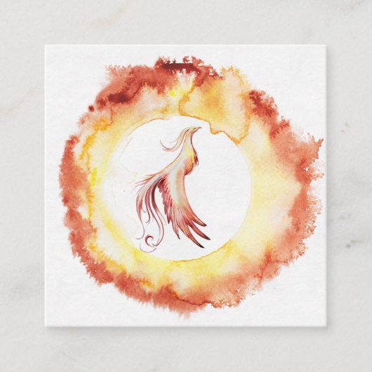 *~* Orange Red Flame Phoenix Rings of Fire White Quadratische Visitenkarte (Vorderseite)