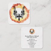 *~* Orange Red Flames Black Phoenix Feuerring Quadratische Visitenkarte (Vorne/Hinten)